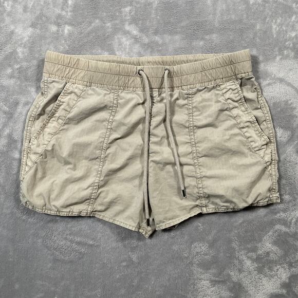James Perse Shorts Womens Medium 2 Tan Ripstop Drawstring Pull On Casual Classic - Picture 1 of 7